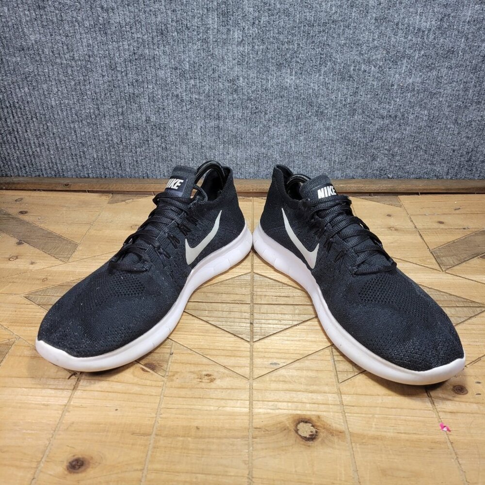 Nike Free RN Flyknit Running Sneakers Shoes Mens 11.5 Black White 880843 001 - Picture 5 of 12